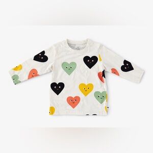 Lindex Baby Heart Print Long Sleeve Shirt 9-12M Minimalist Nordic Cute